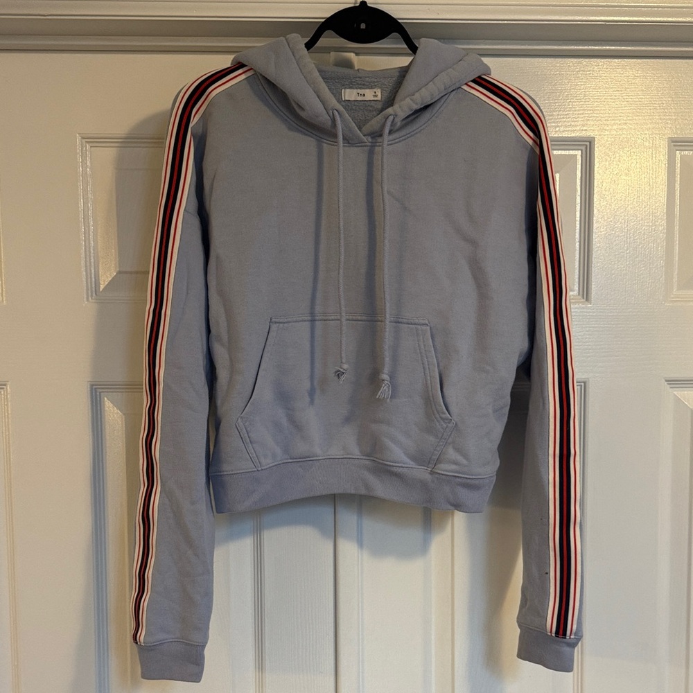 TNA Blue Hoodie with Red Striped Sleeves